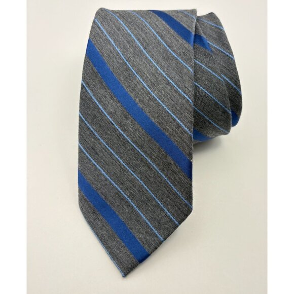 Van Heusen Mens Neck Tie Blue Gray Striped Diagonal Office Business Attire - Picture 8 of 8